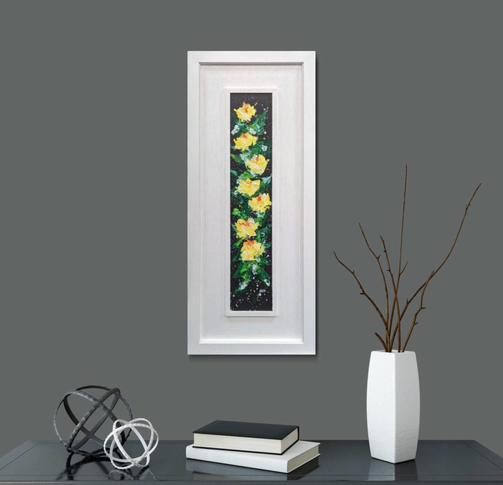 Yellow Roses In White Frame In Room
