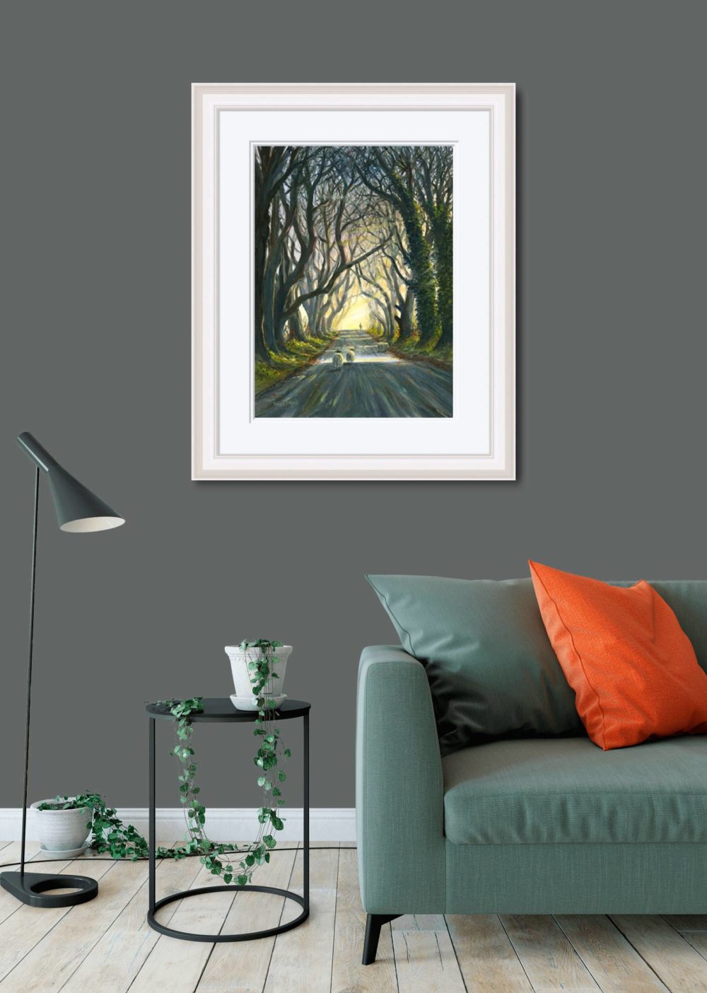 The Dark Hedges Print (Large) In White Frame In Room