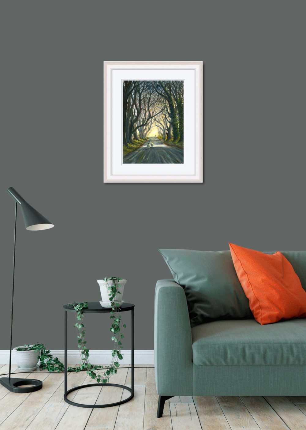 The Dark Hedges Print (Small) In White Frame In Room