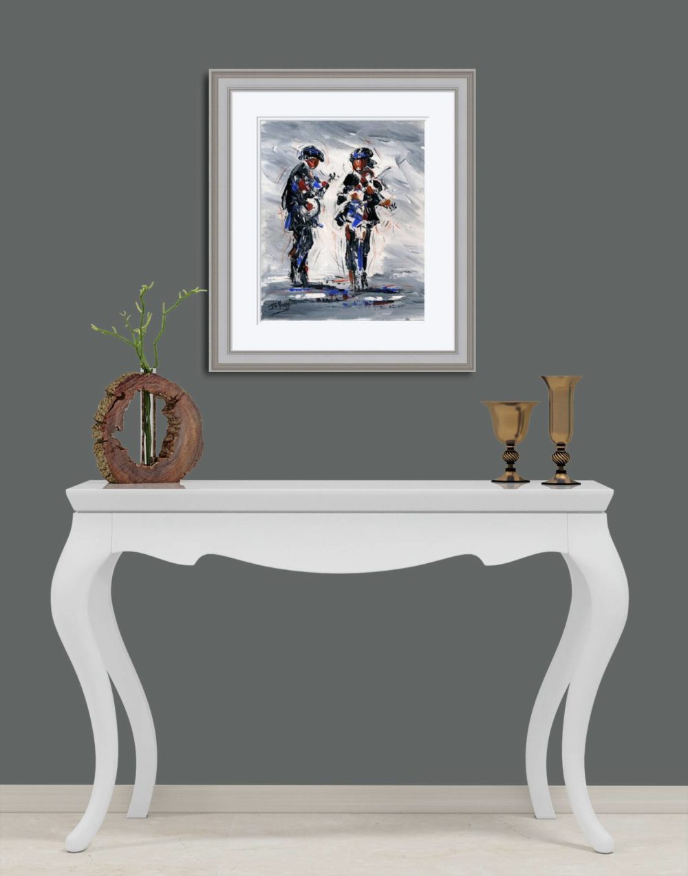 Music Print (Large) In Grey Frame In Room