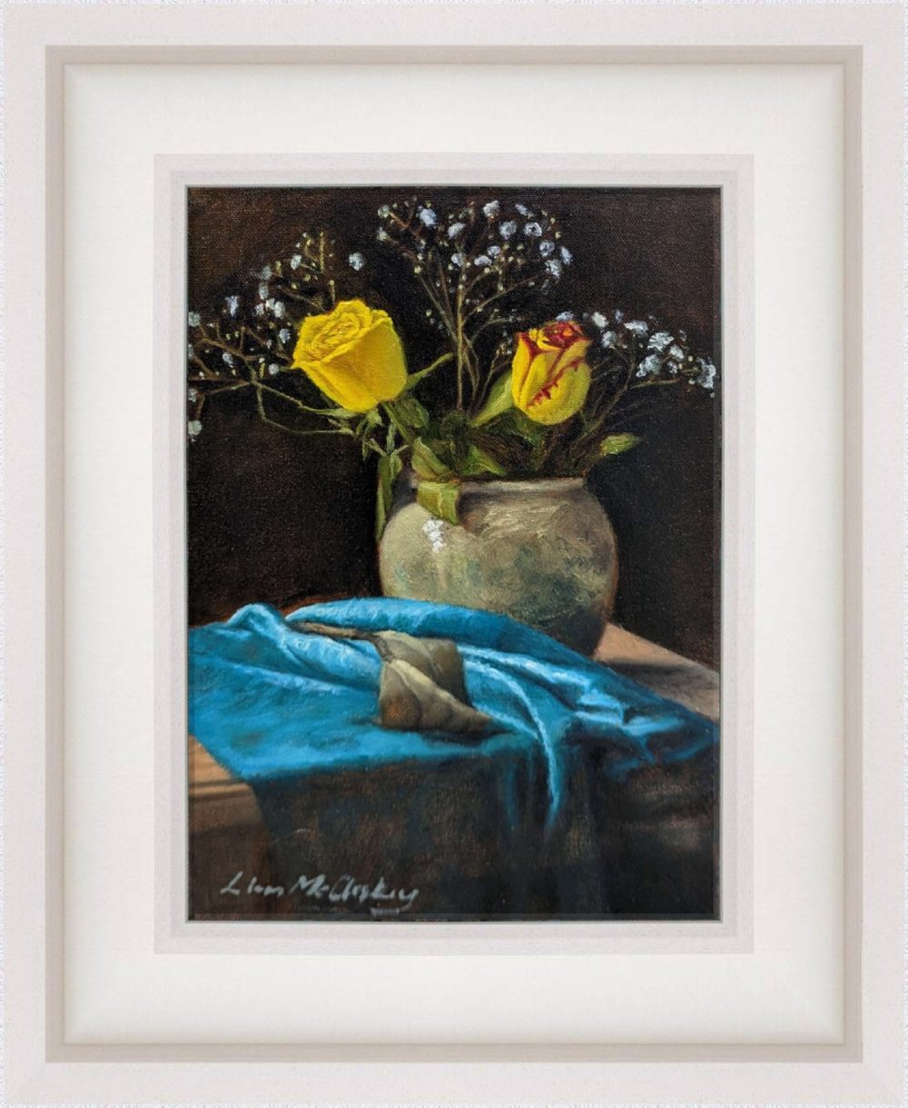 Yellow Rose In White Frame