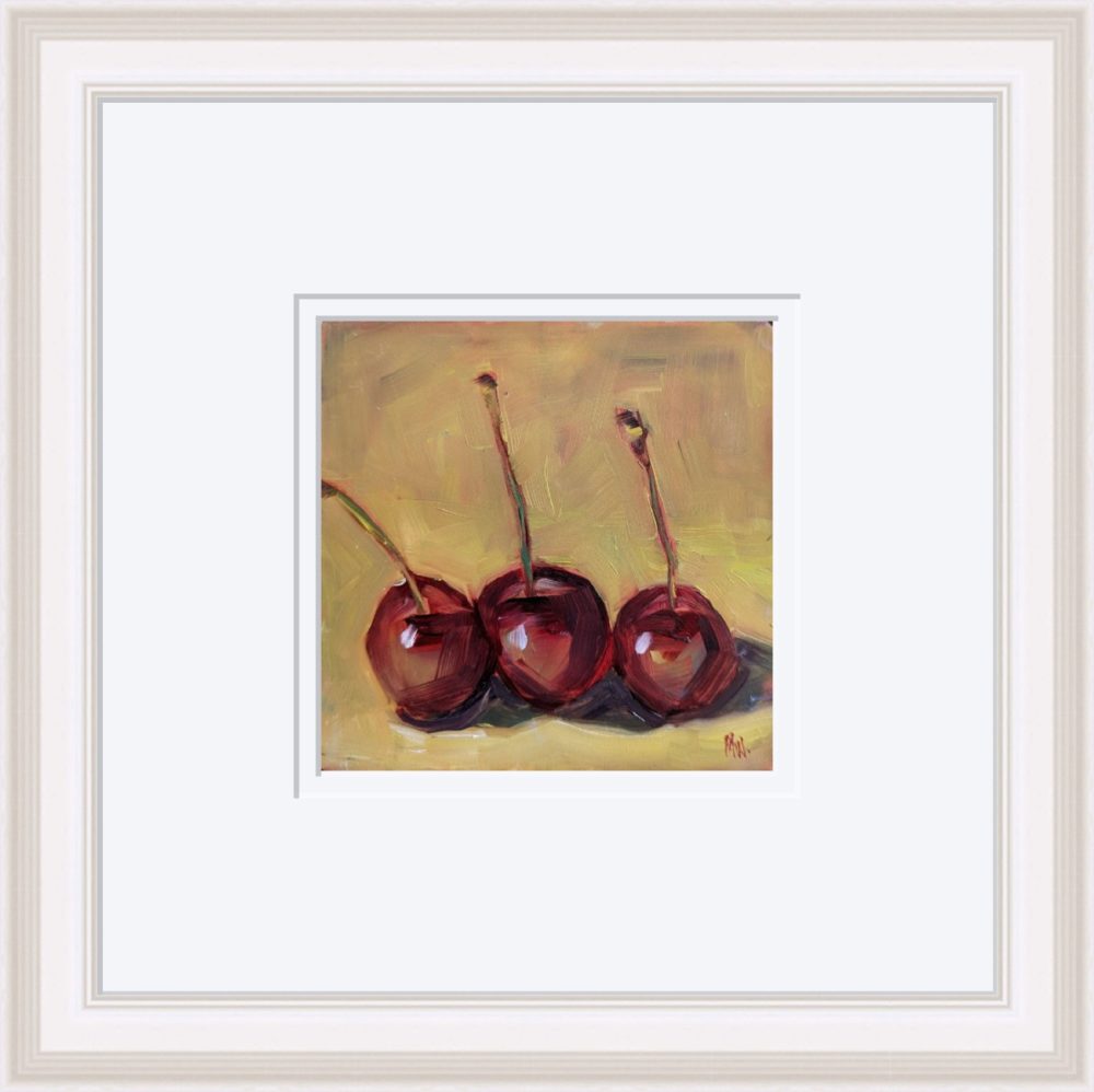 Cherries In White Frame