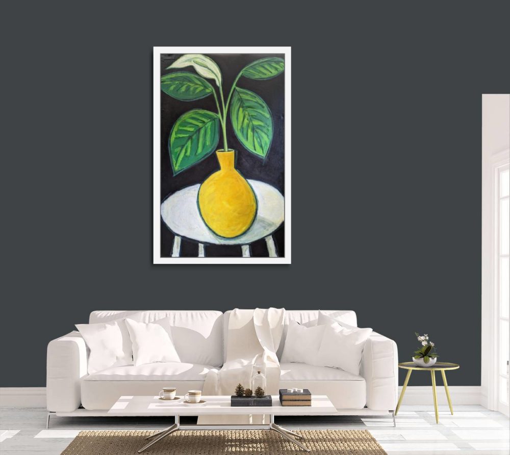 Peace Lily in White Frame in Room