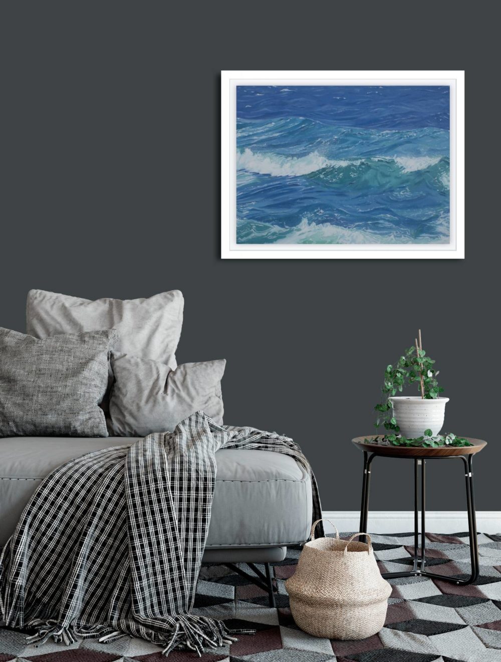 Sea Surge In White Float Frame In Room