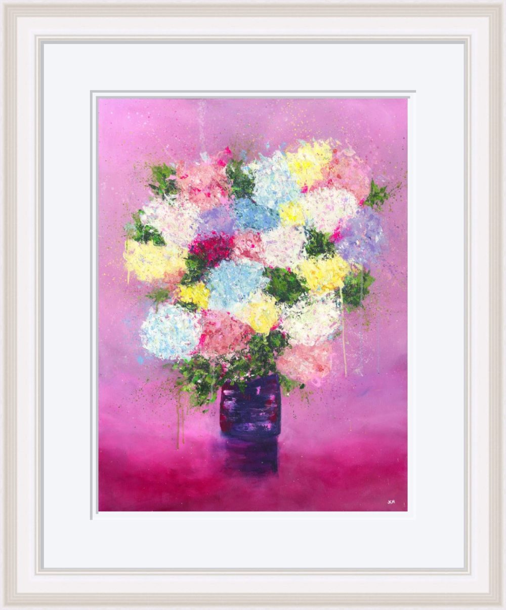 Summer Bouquet Print In White Frame