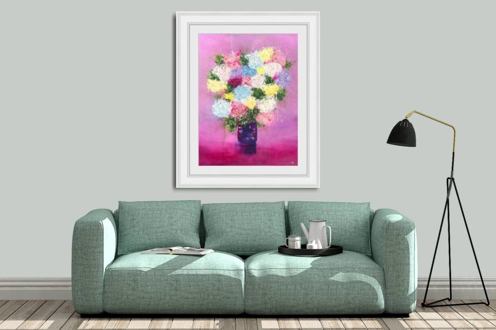 Summer Bouquet In White Frame In Room