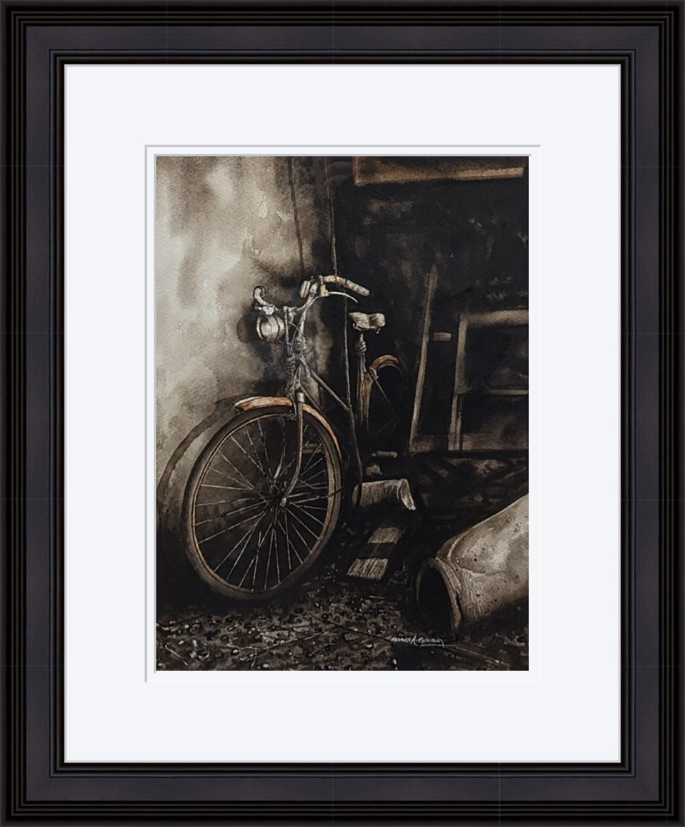 The Old Bike In Black Frame