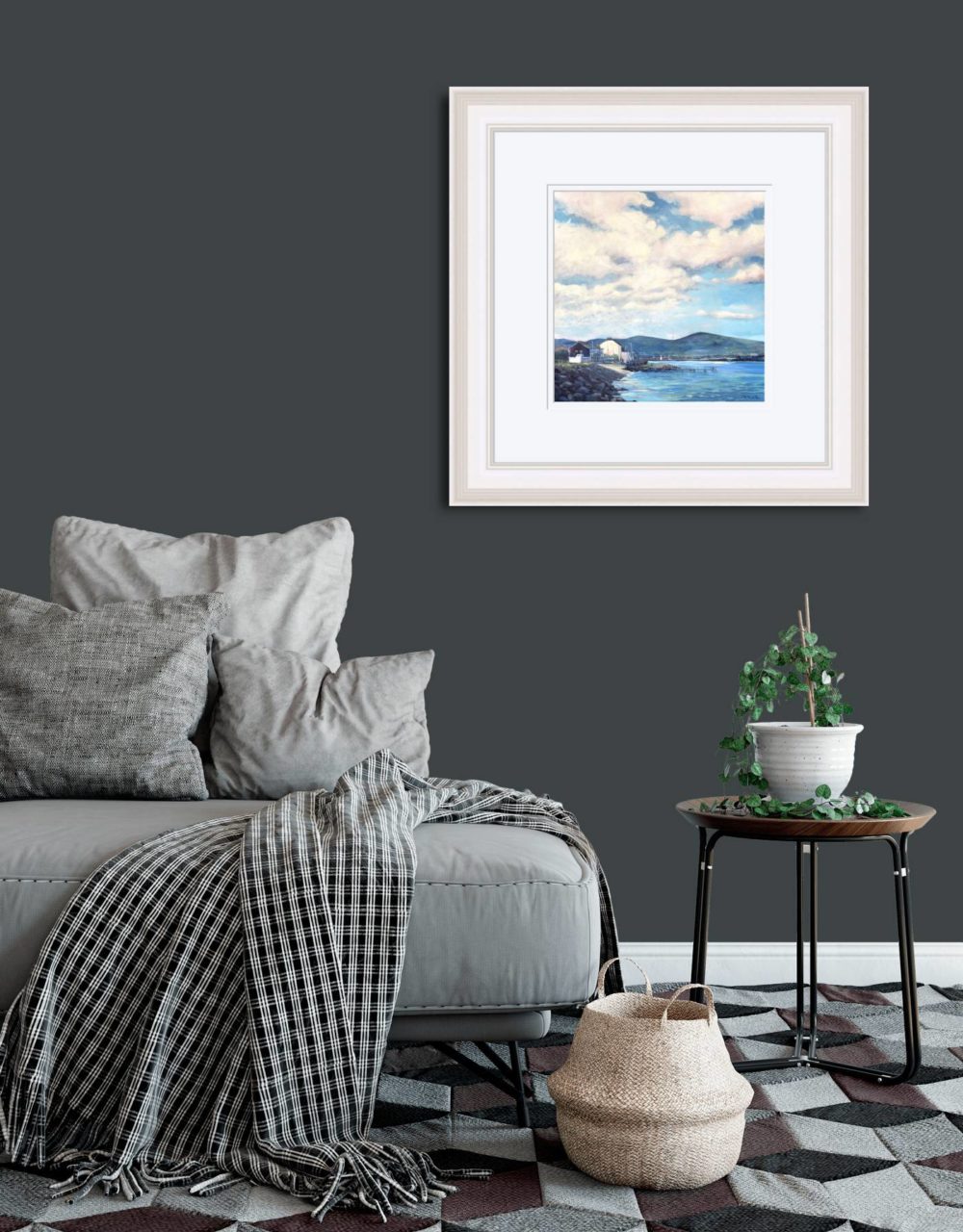 Holywood Old Pier Print (Large) In White Frame In Room