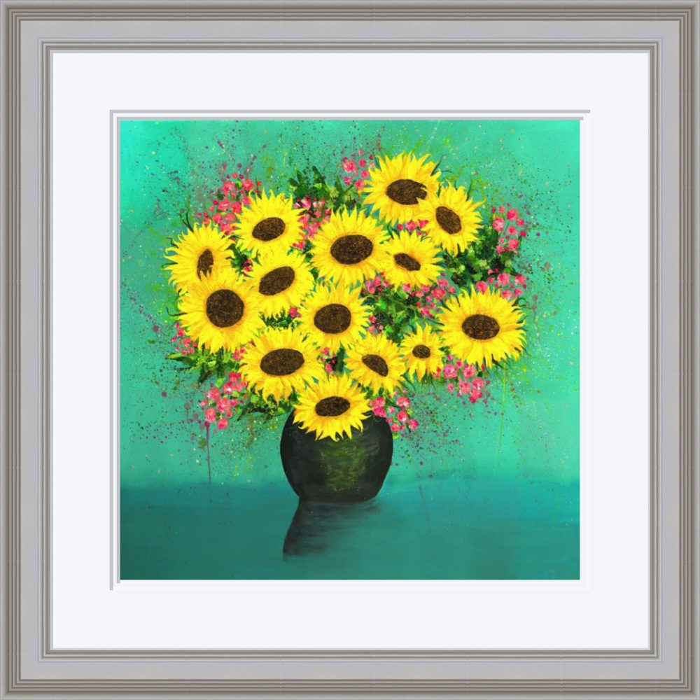 Sunflower Dreams Print In Grey Frame