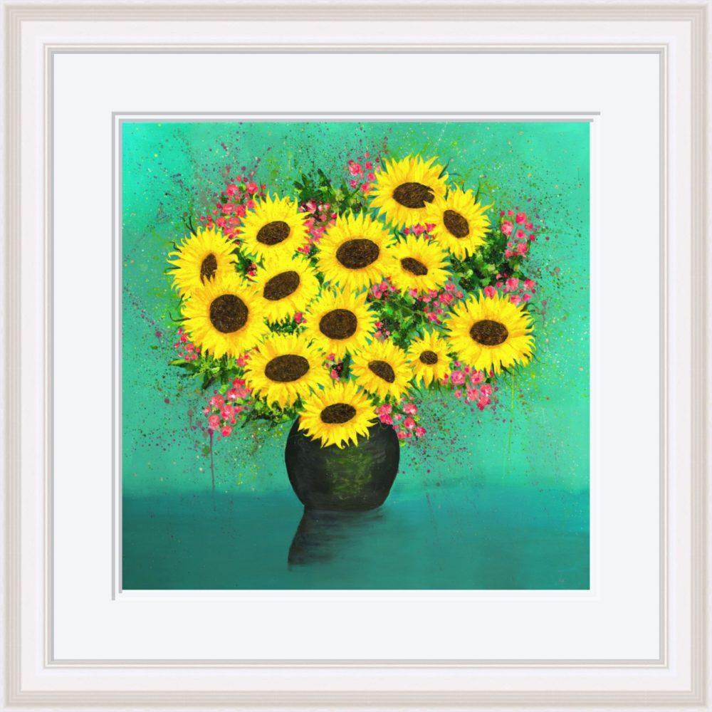 Sunflower Dreams Print In White Frame