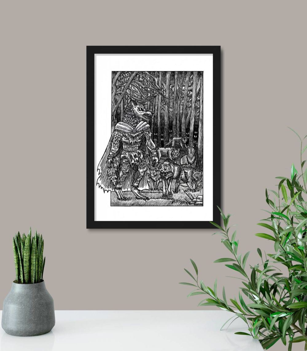 The Werewolves Of Ossory Print In Black Frame In Room