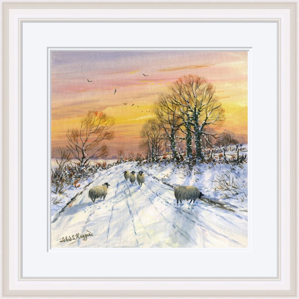 Warm Winter Sky Print In White Frame