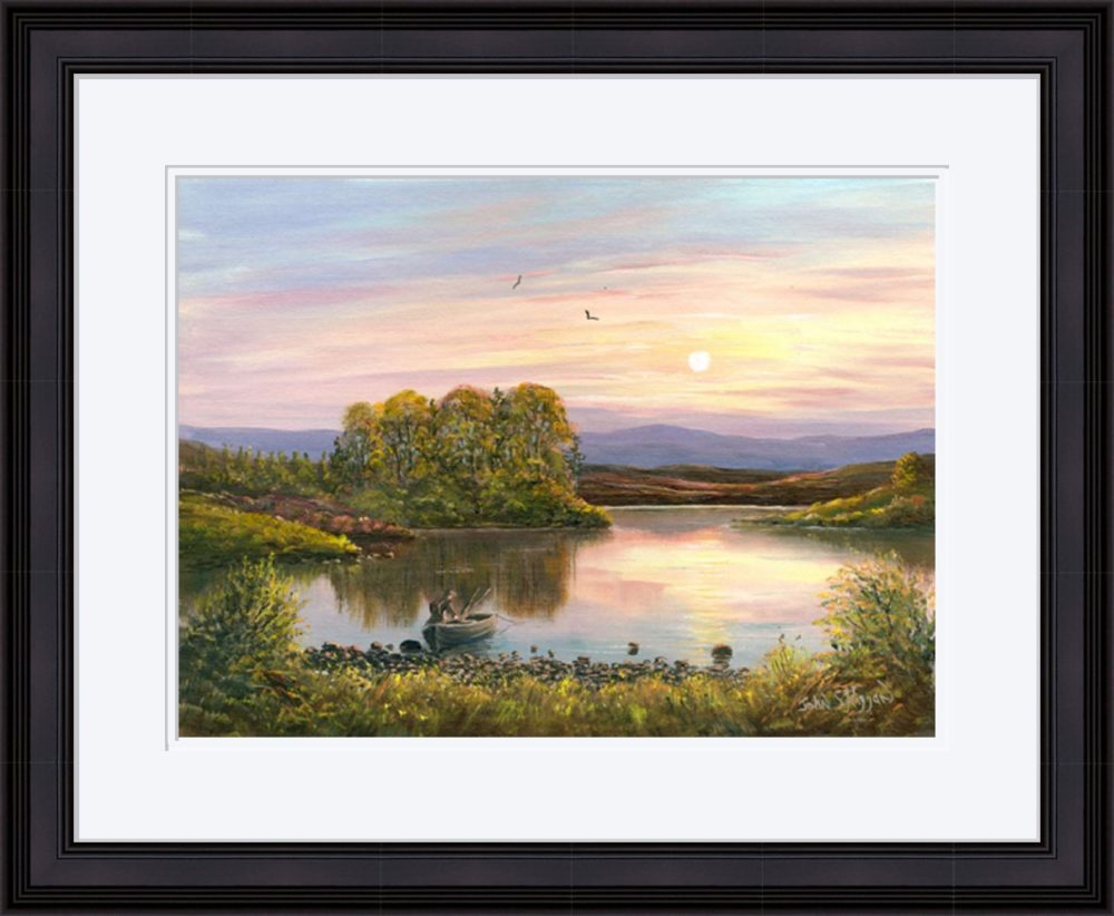 Lough Fea Sunset Print In Black Frame
